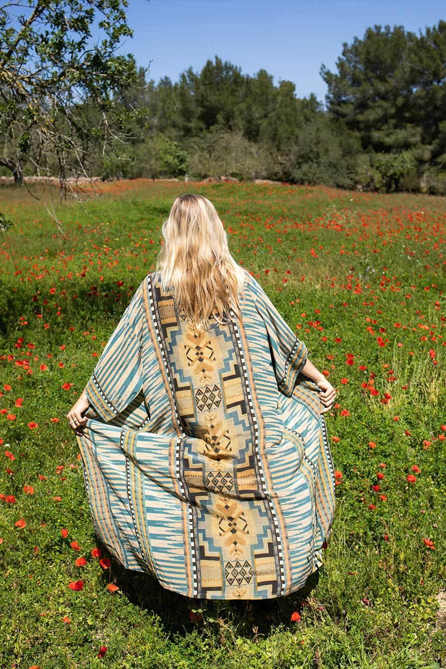 Printed Long Sleeve Bohemian Kimono - Try Modest Limited 