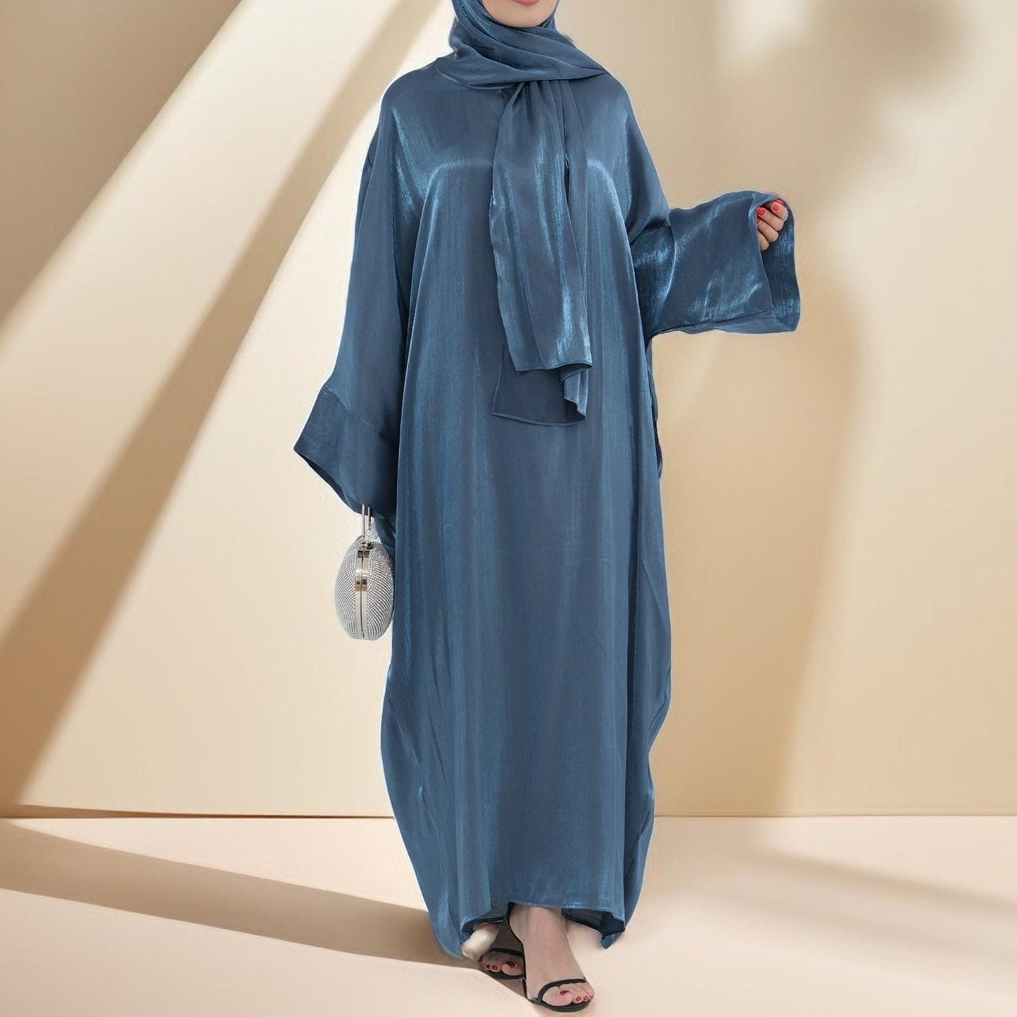 2 PC -Luminous Luxe Abaya with attached hijab Try Modest Limited