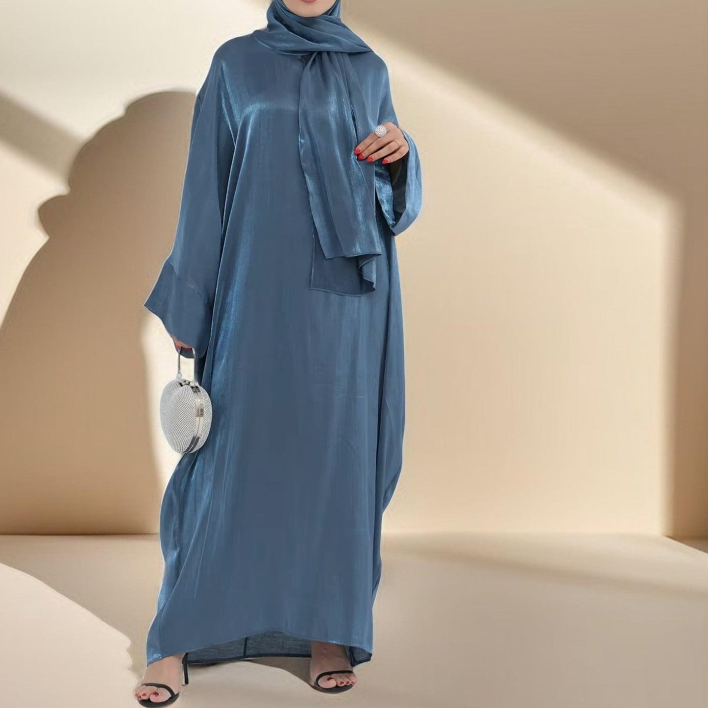 2 PC -Luminous Luxe Abaya with attached hijab Try Modest Limited