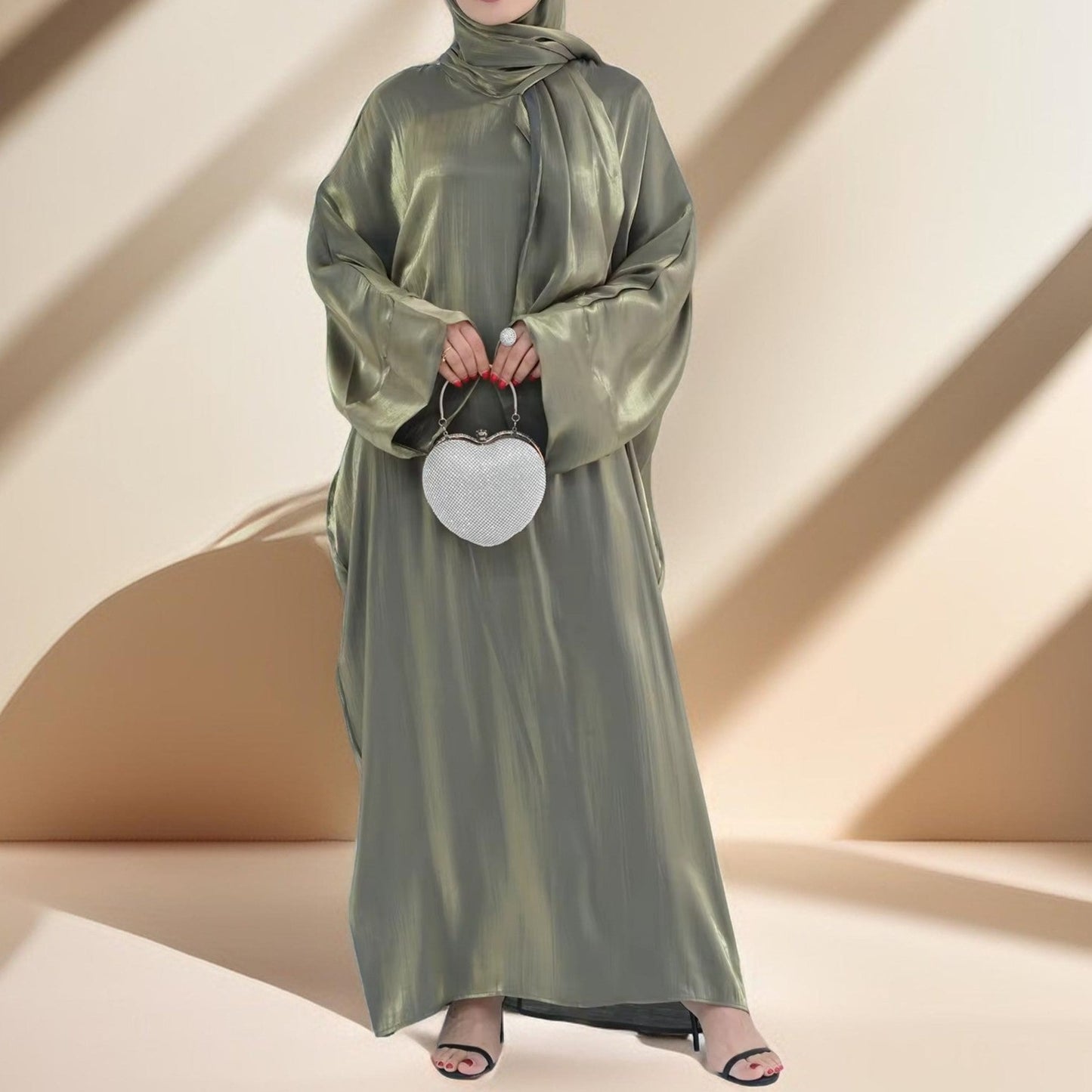 2 PC -Luminous Luxe Abaya with attached hijab Try Modest Limited