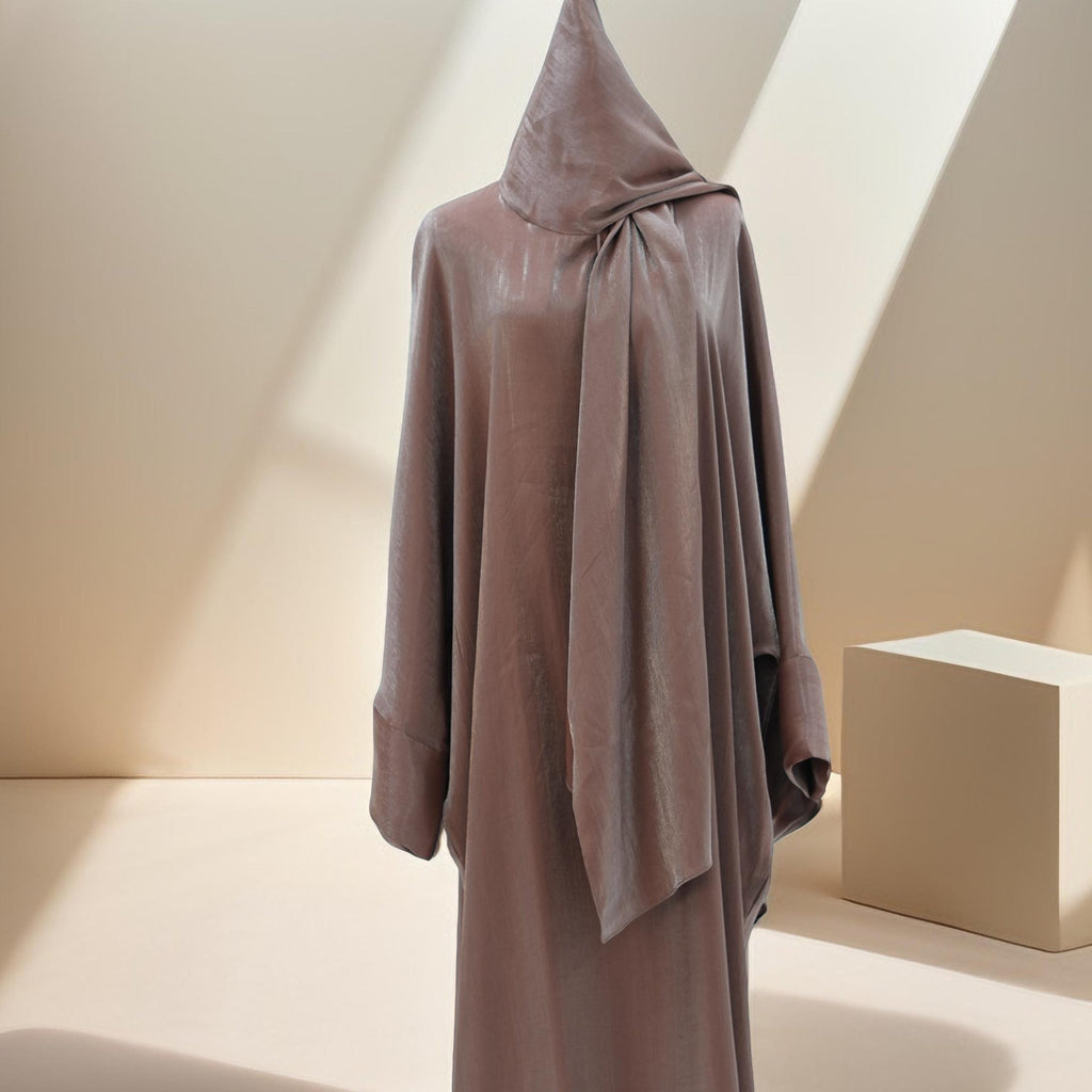 2 PC -Luminous Luxe Abaya with attached hijab - Try Modest Limited