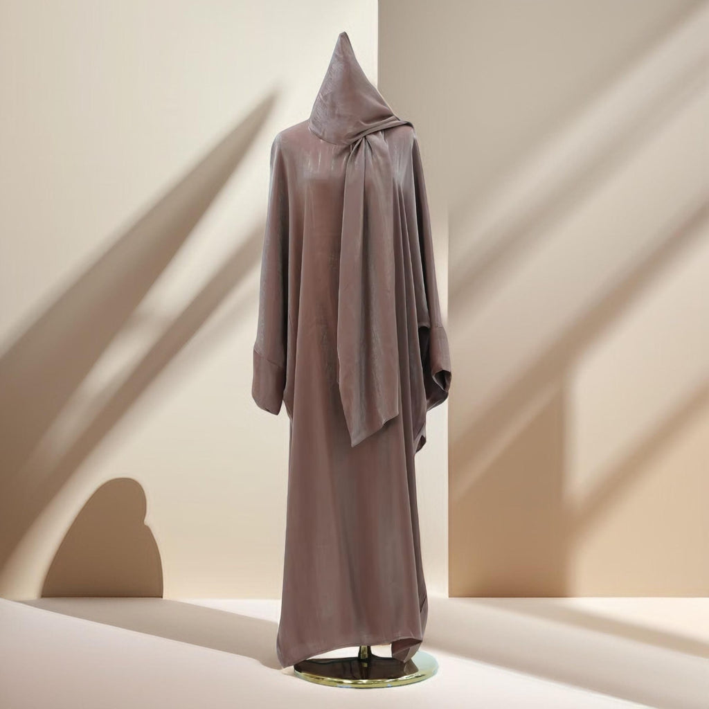 2 PC -Luminous Luxe Abaya with attached hijab - Try Modest Limited