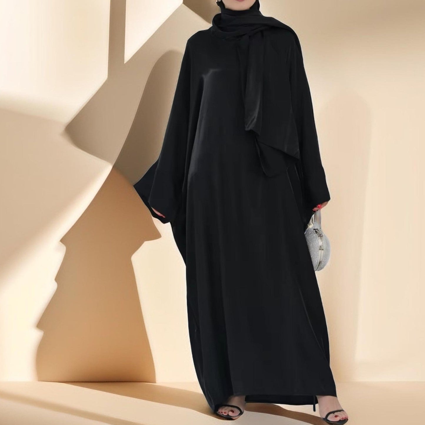 2 PC -Luminous Luxe Abaya with attached hijab Try Modest Limited