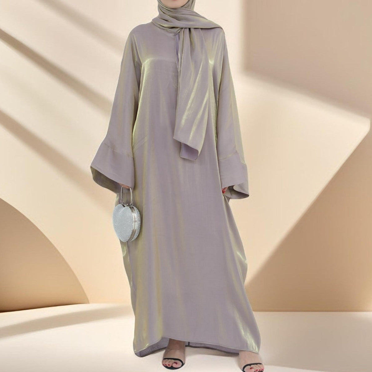 2 PC -Luminous Luxe Abaya with attached hijab - Try Modest Limited