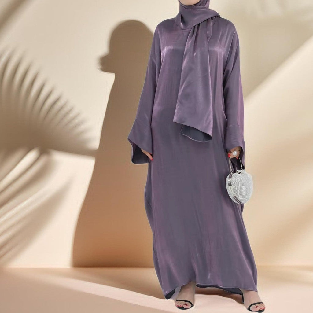 2 PC -Luminous Luxe Abaya with attached hijab - Try Modest Limited