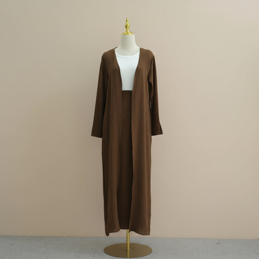 Conjunto de falda modesta y abaya abierta de dos piezas