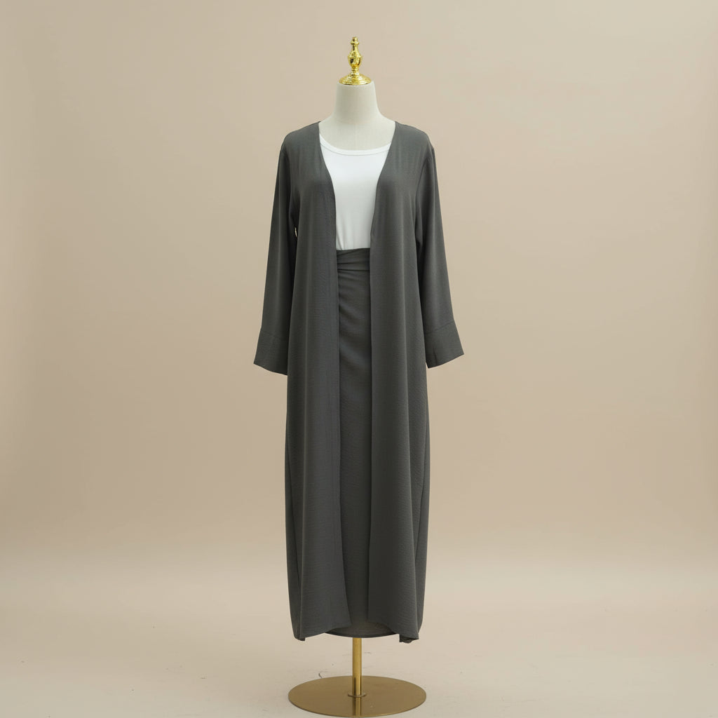 Conjunto de falda modesta y abaya abierta de dos piezas