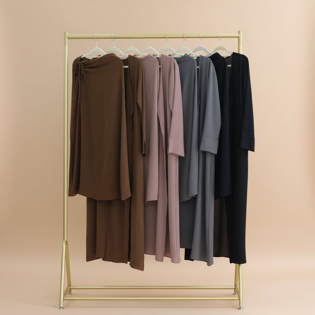 Conjunto de falda modesta y abaya abierta de dos piezas