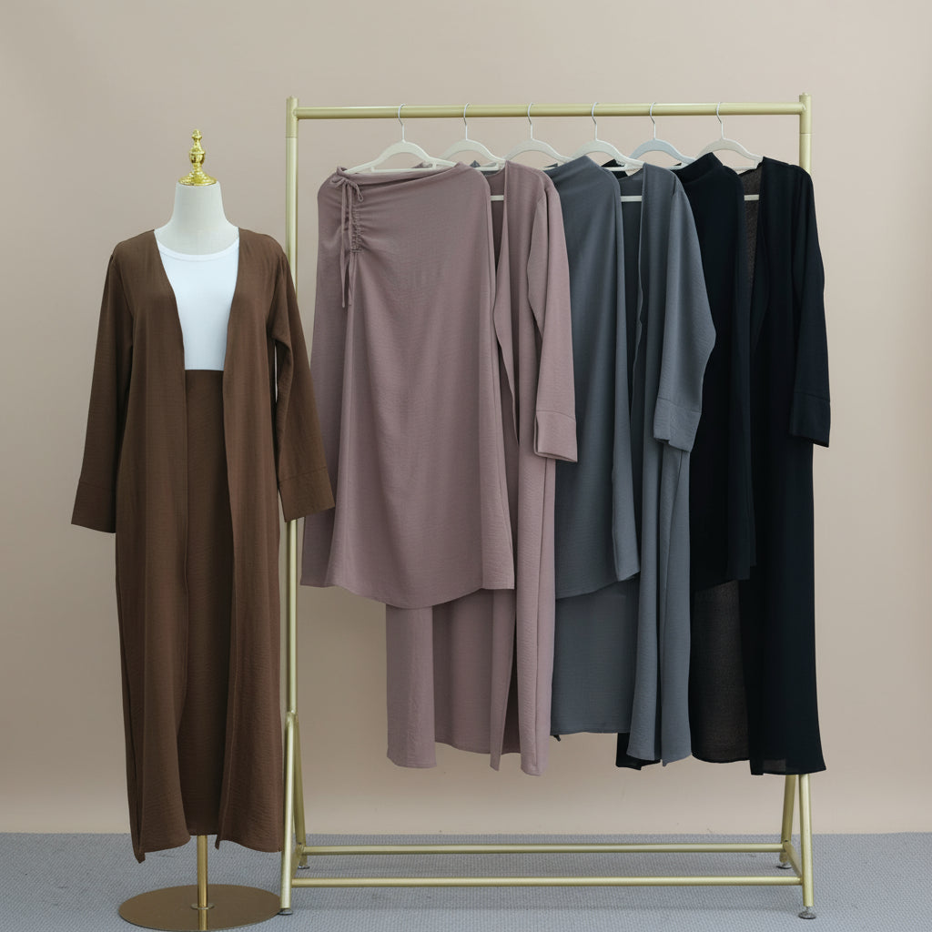 Conjunto de falda modesta y abaya abierta de dos piezas