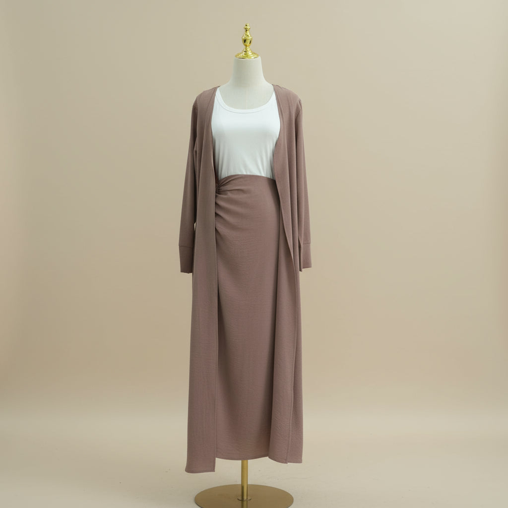 Conjunto de falda modesta y abaya abierta de dos piezas