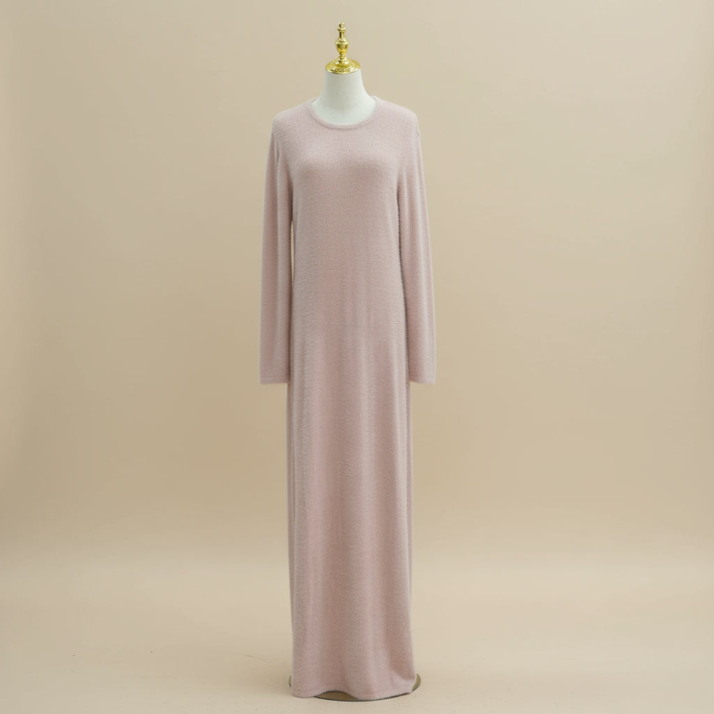 2 Parçalı Tüylü Örgü Uzun Elbise Seti