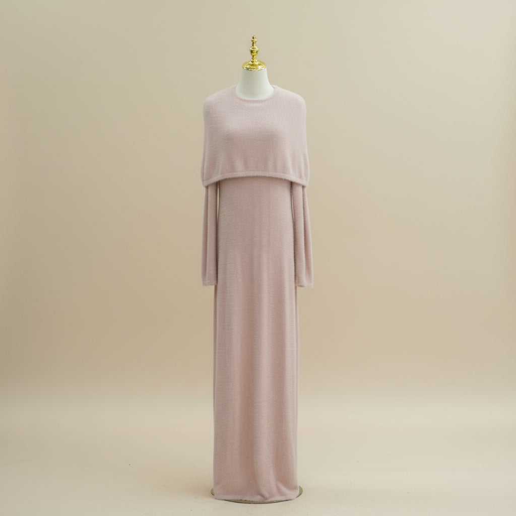 Completo abito lungo in maglia sfocata da 2 pezzi