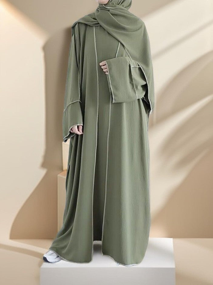 Abaya Cardigan With Inner Wear Dress - Try Modest Limited