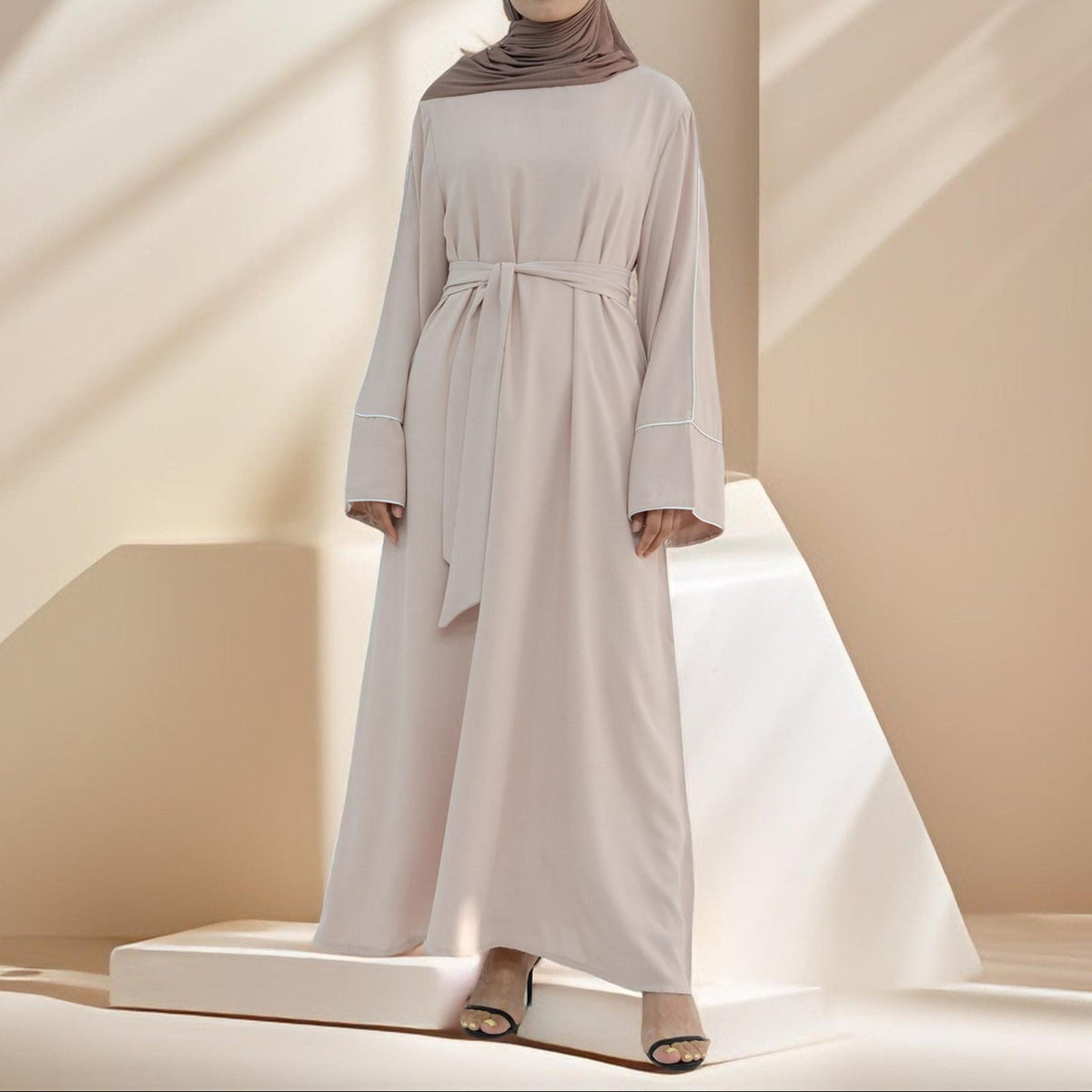 Abir Solid Color Flared Sleeve Abaya - Try Modest Limited
