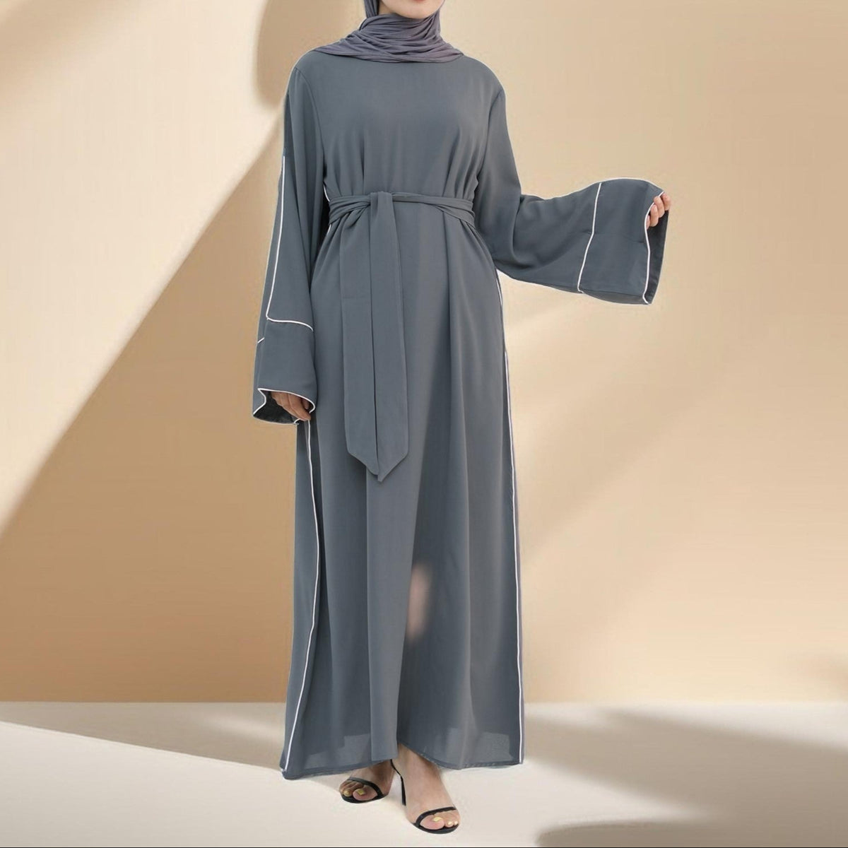 Abir Solid Color Flared Sleeve Abaya - Try Modest Limited
