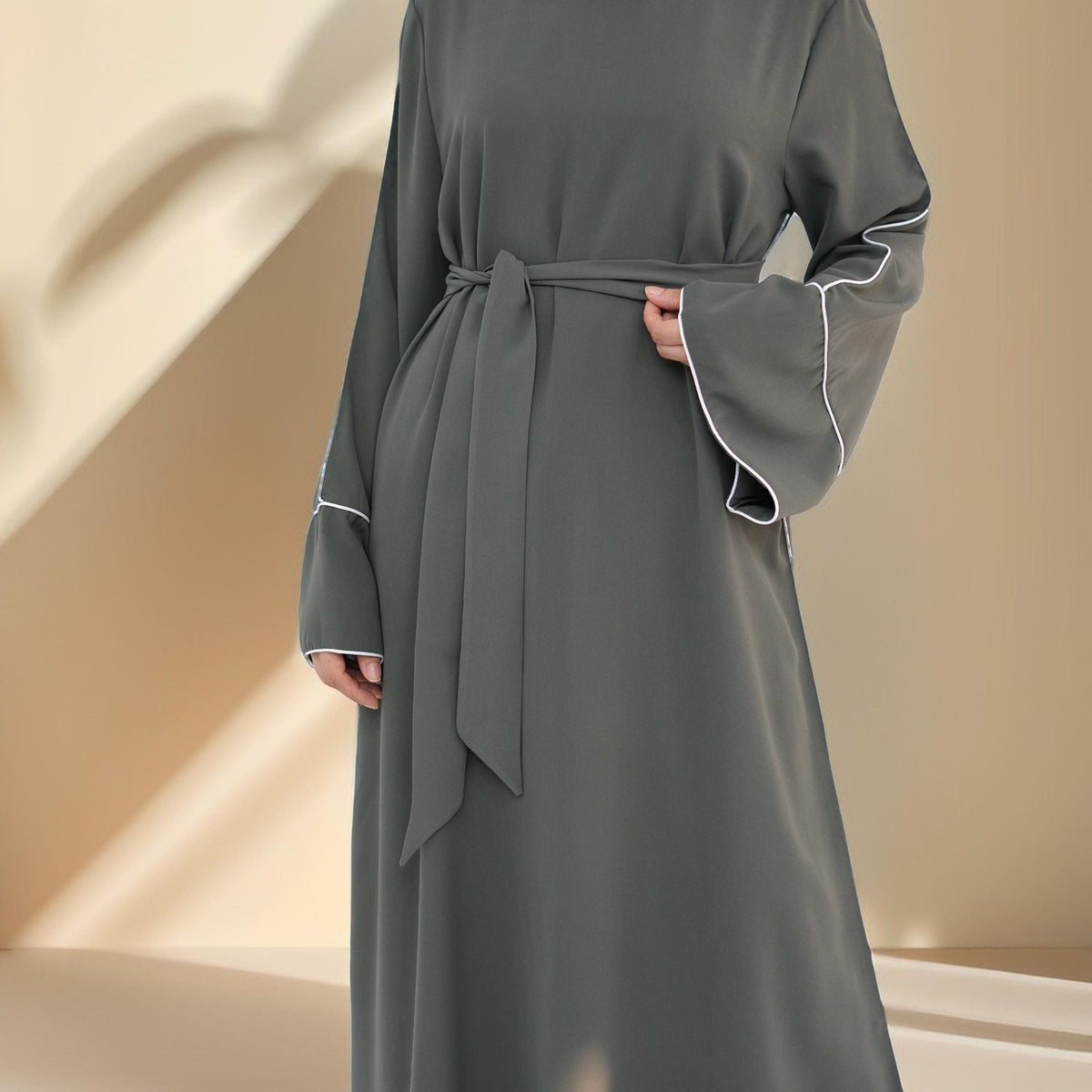 Abir Solid Color Flared Sleeve Abaya - Try Modest Limited