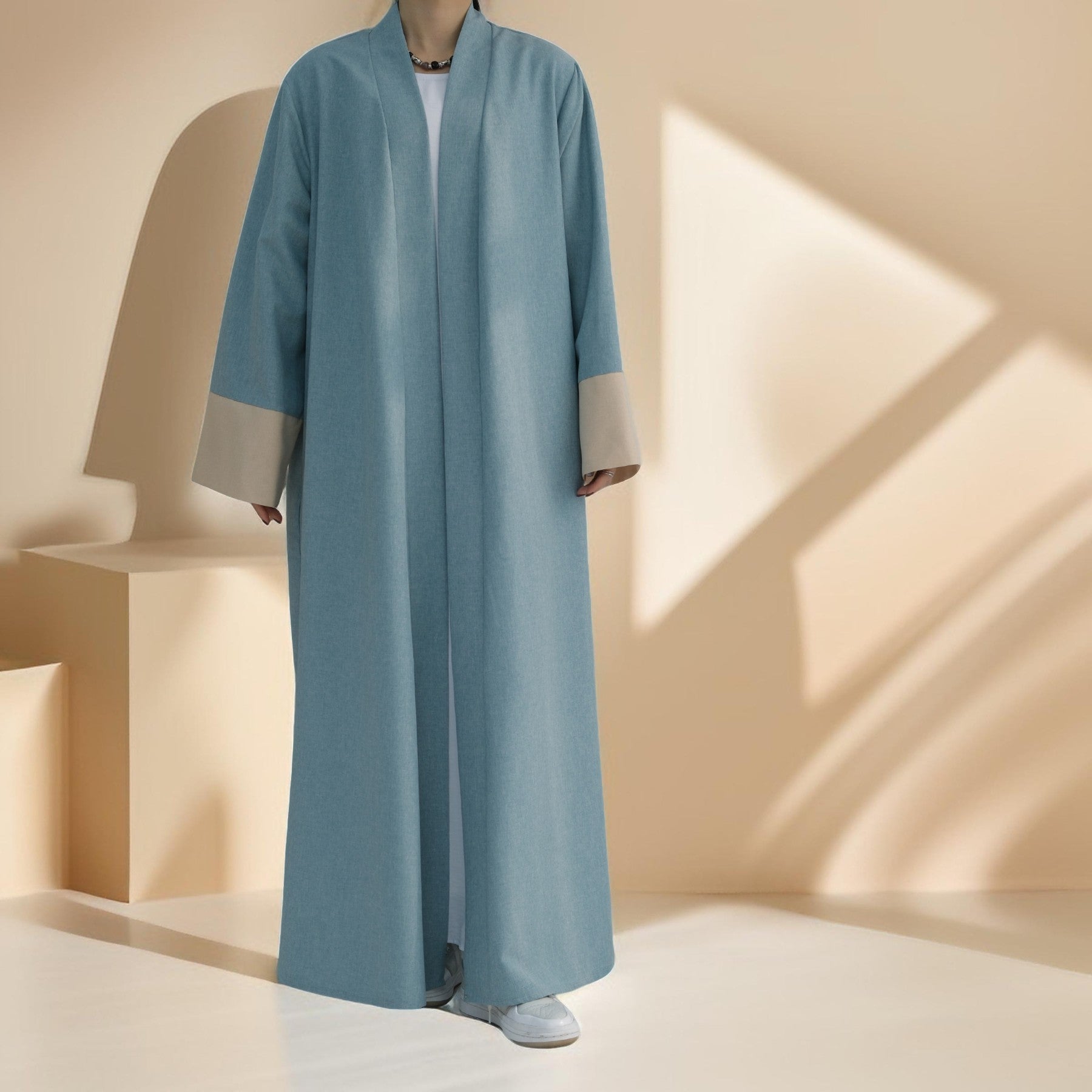 Active Sporty Throwover Abaya in Two-Tone Design - Try Modest Limited 