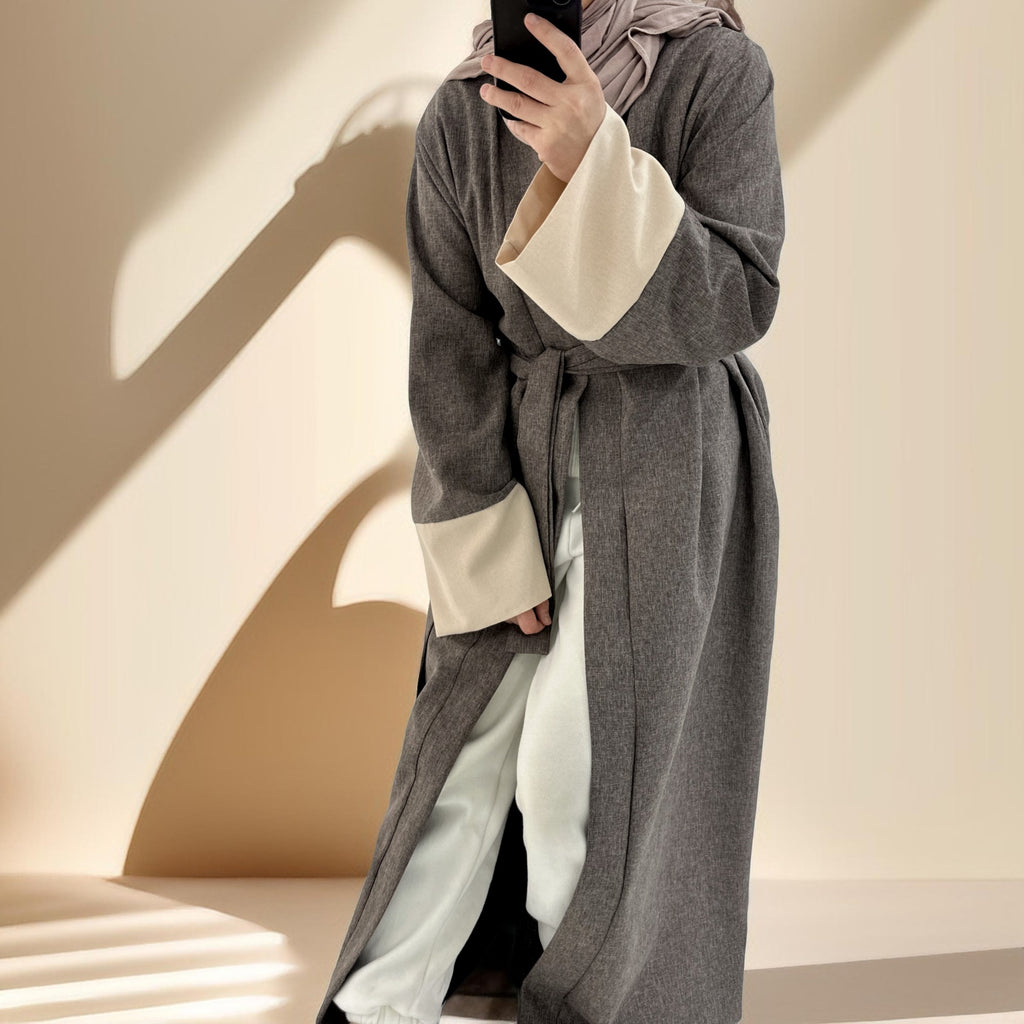Active Sporty Throwover Abaya in Two-Tone Design - Try Modest Limited