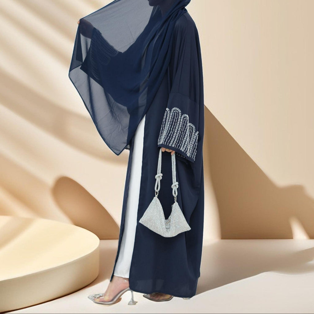 Al-Layl Open Abaya with Crystalline Sleeves - Try Modest Limited