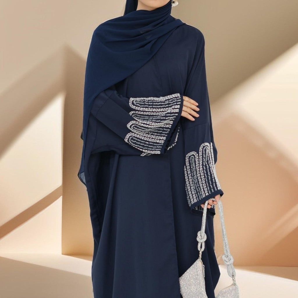 Al-Layl Open Abaya with Crystalline Sleeves - Try Modest Limited