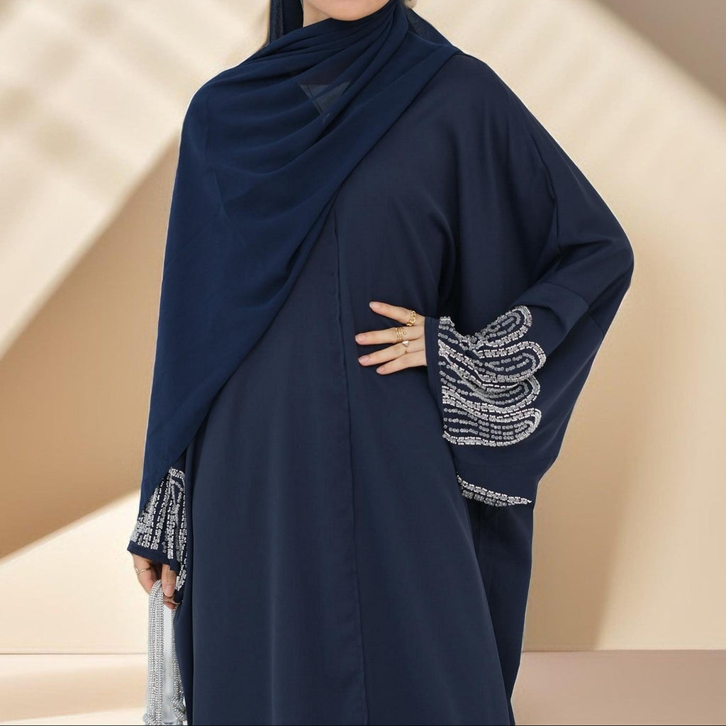 Al-Layl Open Abaya with Crystalline Sleeves - Try Modest Limited