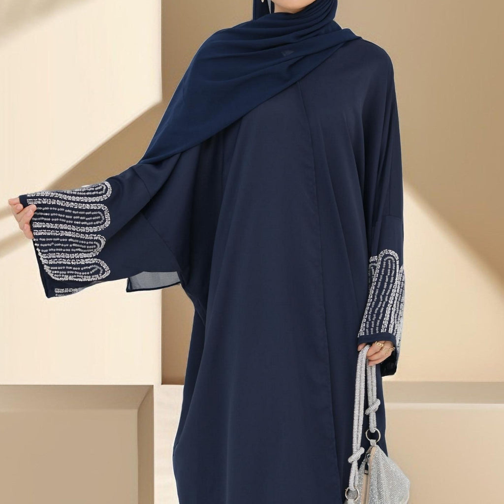 Al-Layl Open Abaya with Crystalline Sleeves - Try Modest Limited