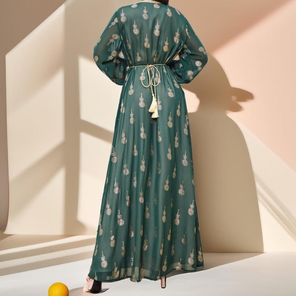 Algerian Style Embroidered Kaftan Plus Inner Vest and Belt - Try Modest Limited