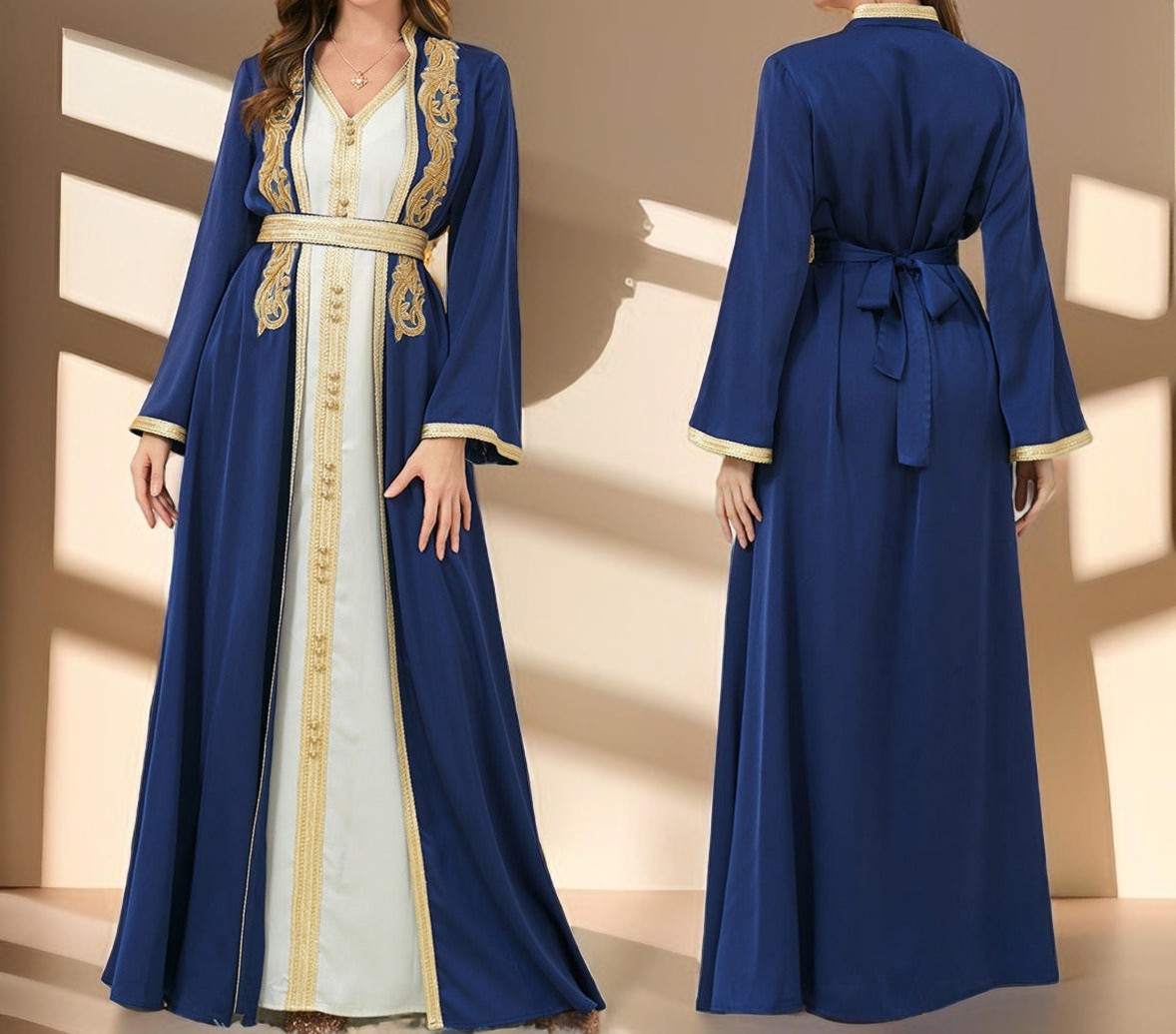 Allure silky kaftan with inner and detachable belt - Try Modest Limited 