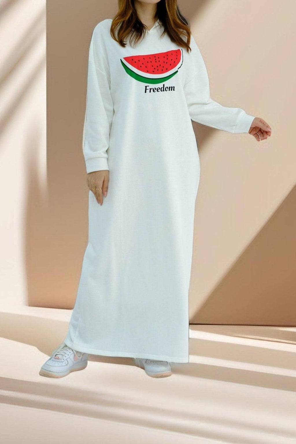 Amal-Palestine Watermelon Sweatshirt Dress - Try Modest Limited