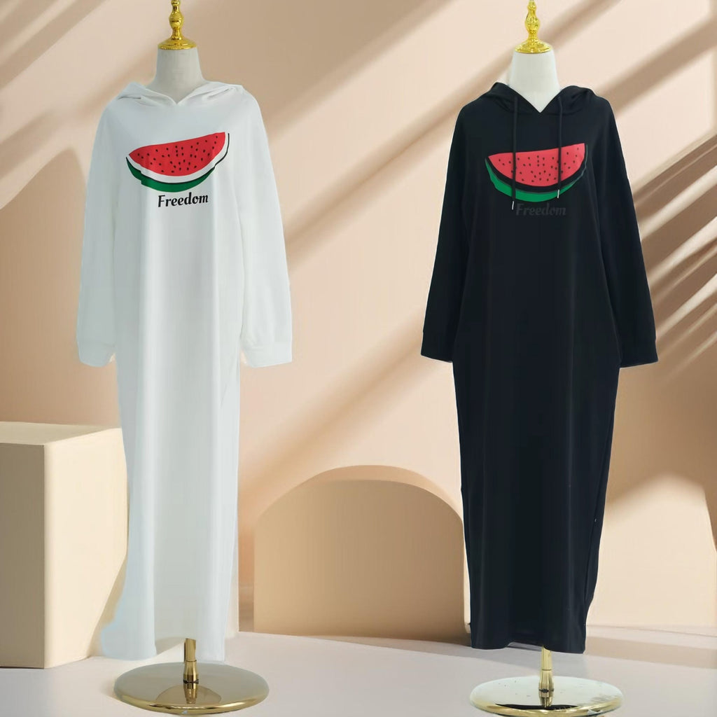 Amal-Palestine Watermelon Sweatshirt Dress - Try Modest Limited