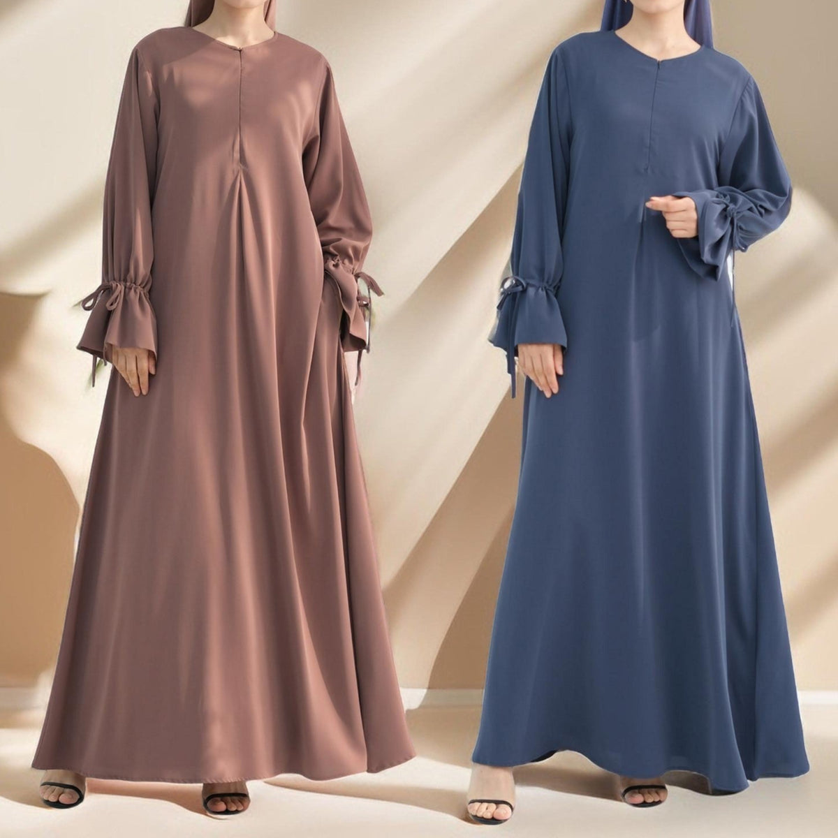 Amani Front Zipper Abaya with Ruffled Sleeves - Try Modest Limited