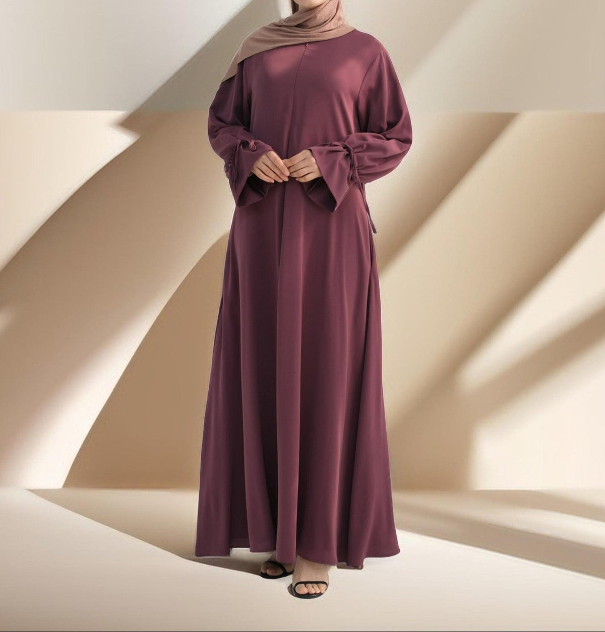 Amani Front Zipper Abaya with Ruffled Sleeves - Try Modest Limited