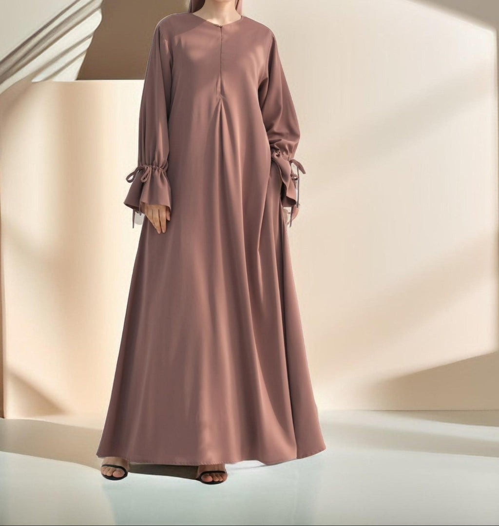 Amani Front Zipper Abaya with Ruffled Sleeves - Try Modest Limited