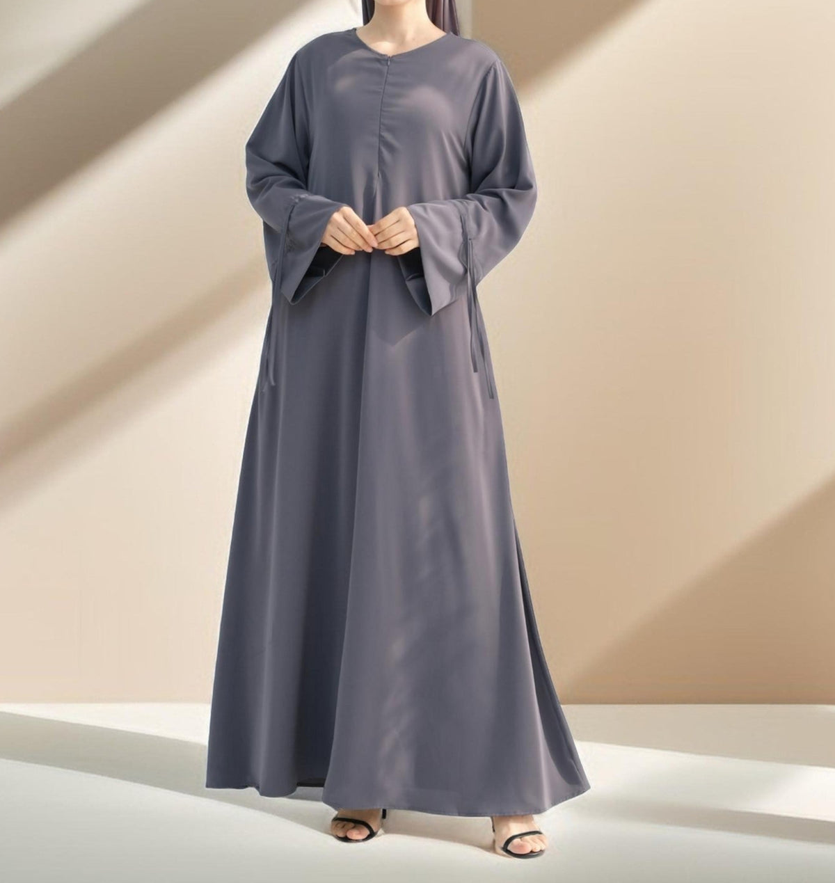 Amani Front Zipper Abaya with Ruffled Sleeves - Try Modest Limited