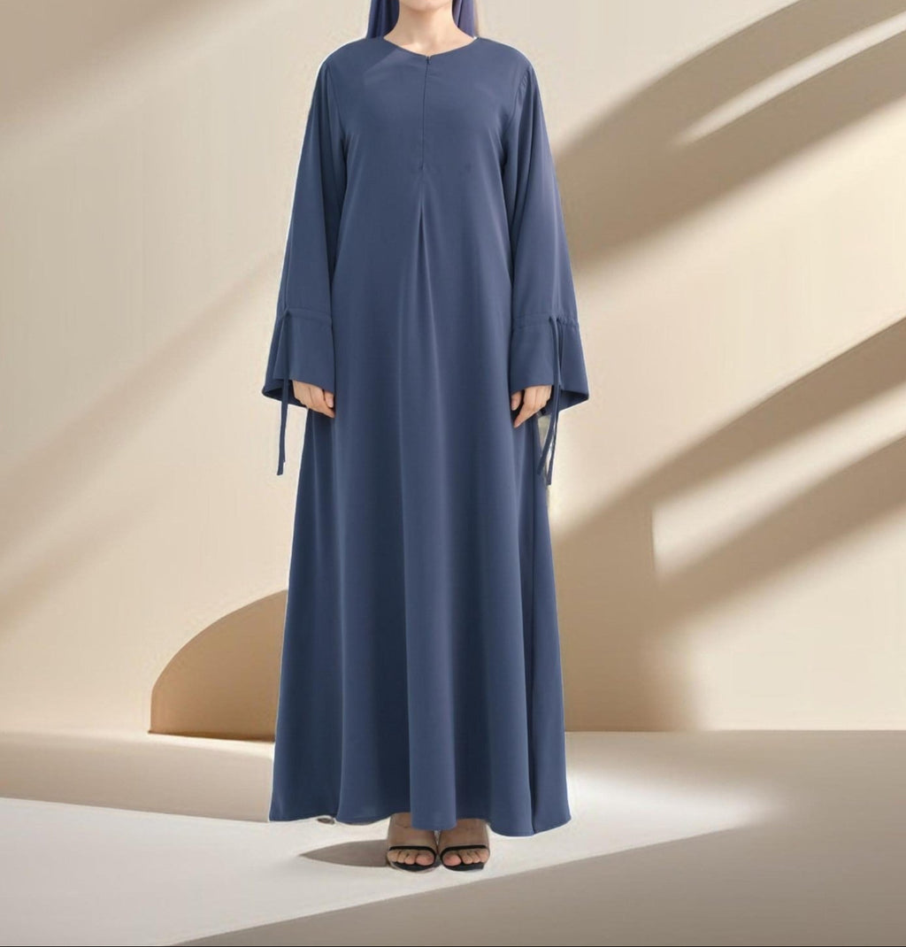 Amani Front Zipper Abaya with Ruffled Sleeves - Try Modest Limited