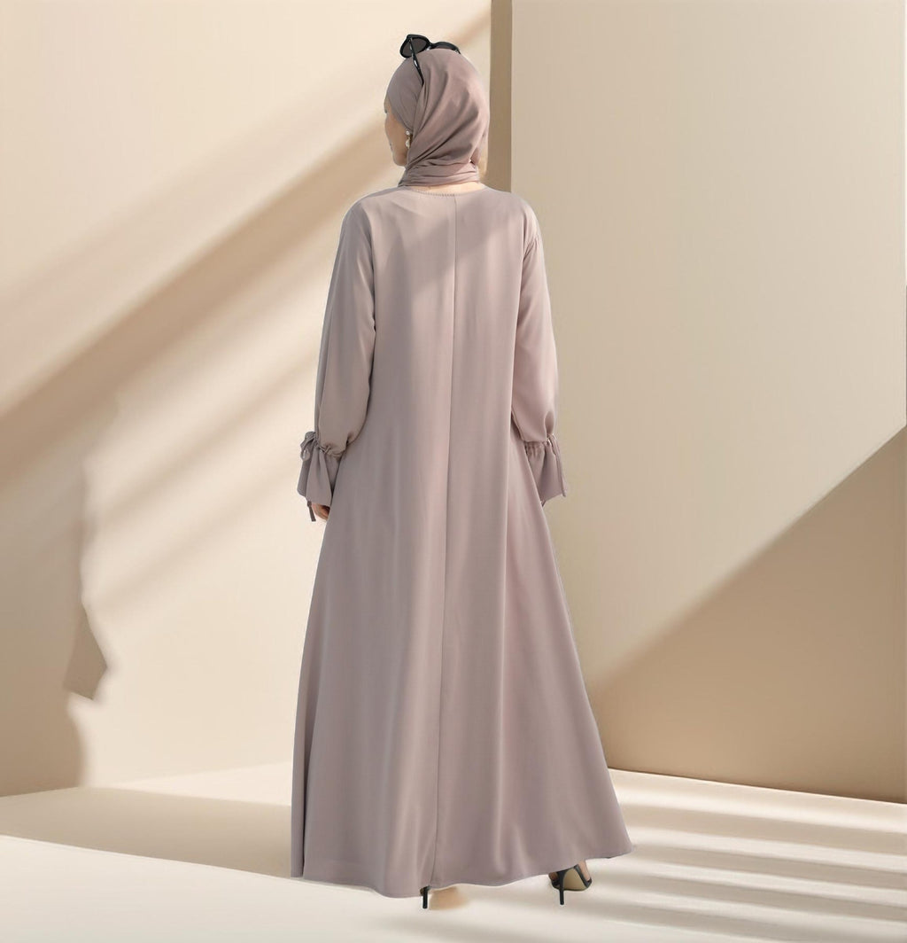 Amani Front Zipper Abaya with Ruffled Sleeves - Try Modest Limited