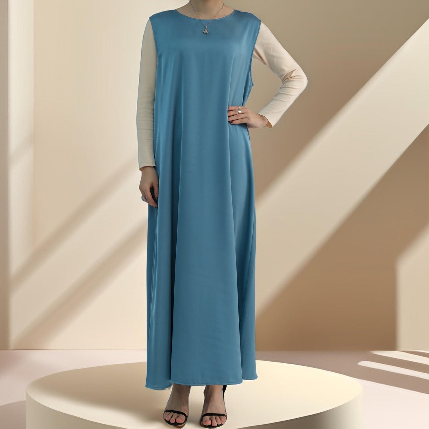 Amira:Embellished Abaya with Beaded Belt and Sleeves - Try Modest Limited 