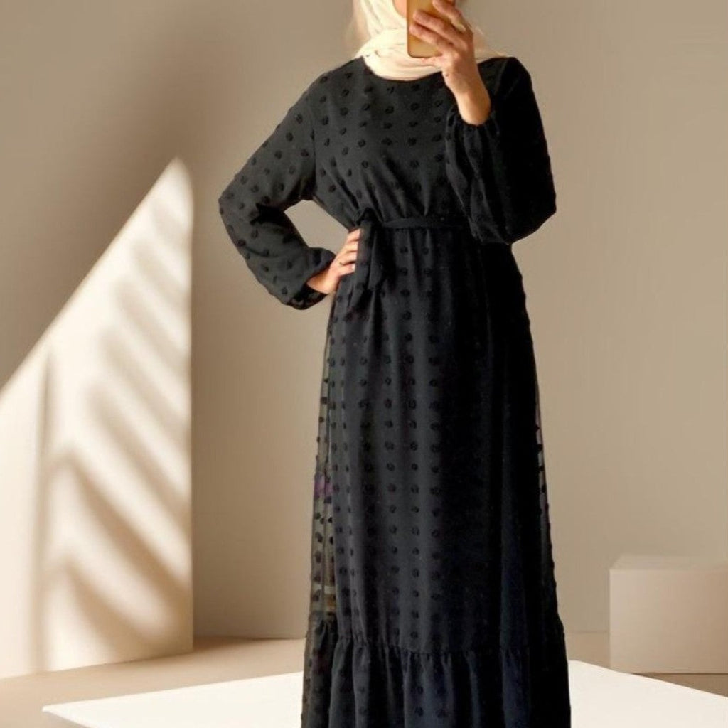 Gúna maxi sleeve iomlán gúna mná Arabacha
