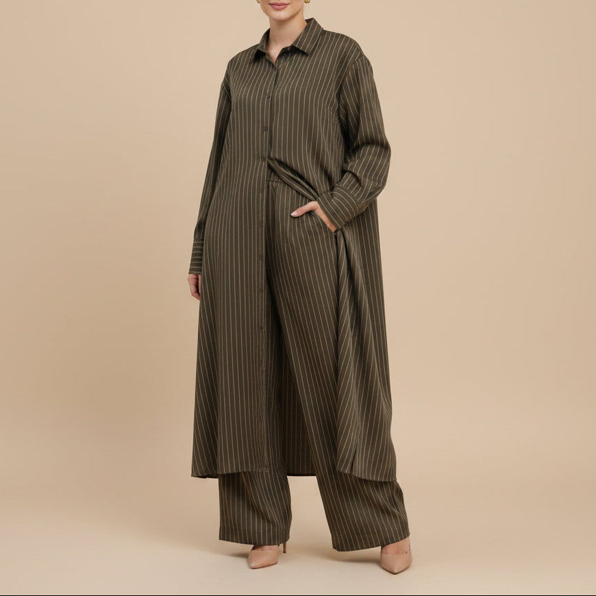 Arden Pinstripe Modest Co-Ord Set