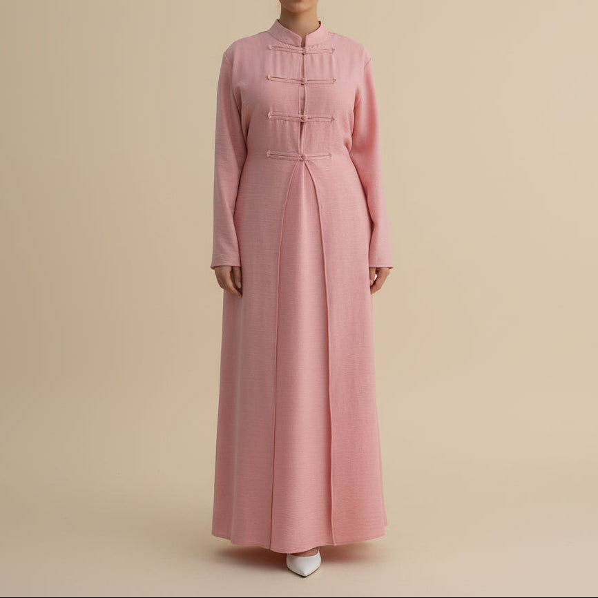 Aseel Structured Button Abaya - Try Modest Limited 
