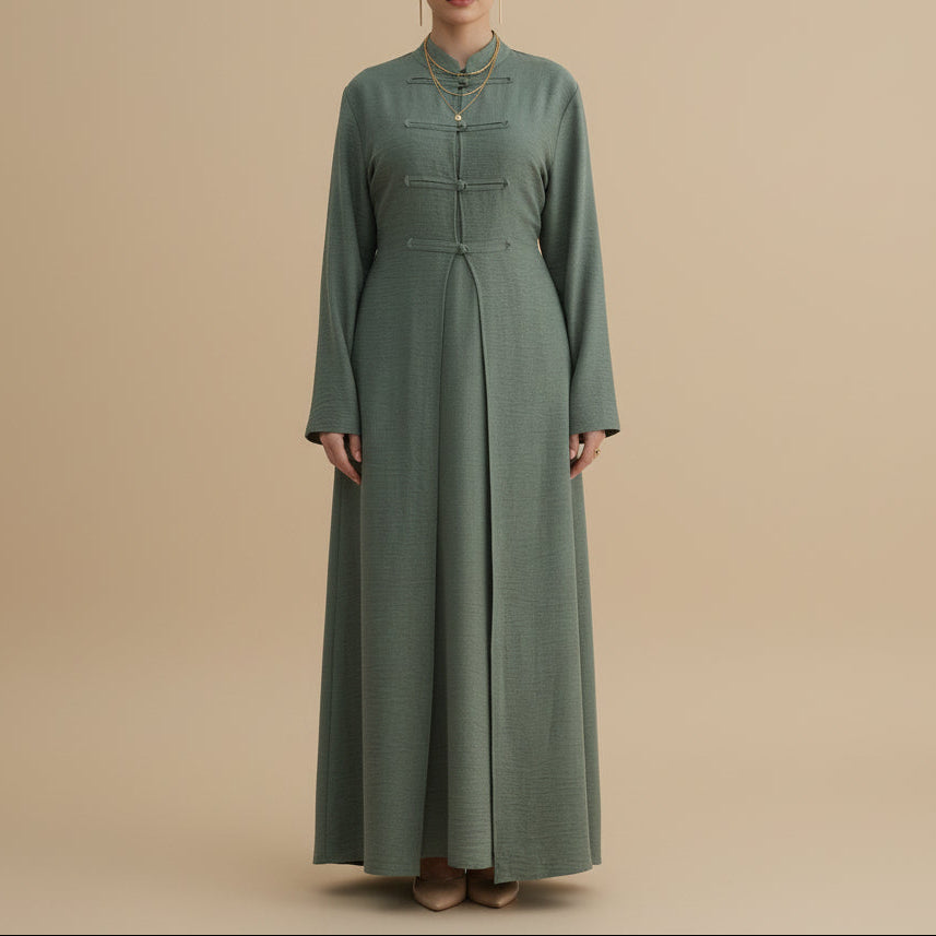 Aseel Structured Button Abaya - Try Modest Limited 