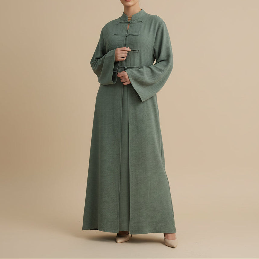 Aseel Structured Button Abaya - Try Modest Limited 