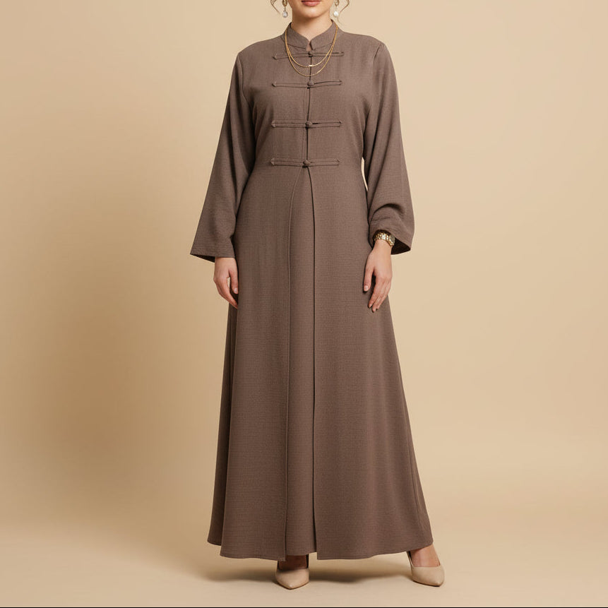 Aseel Structured Button Abaya - Try Modest Limited 