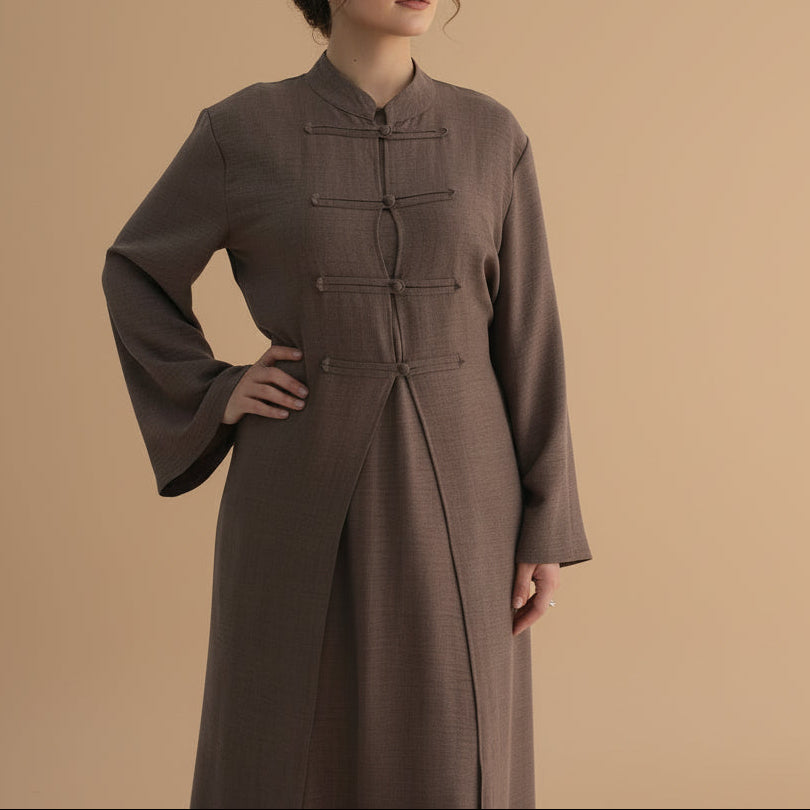 Aseel Structured Button Abaya - Try Modest Limited 