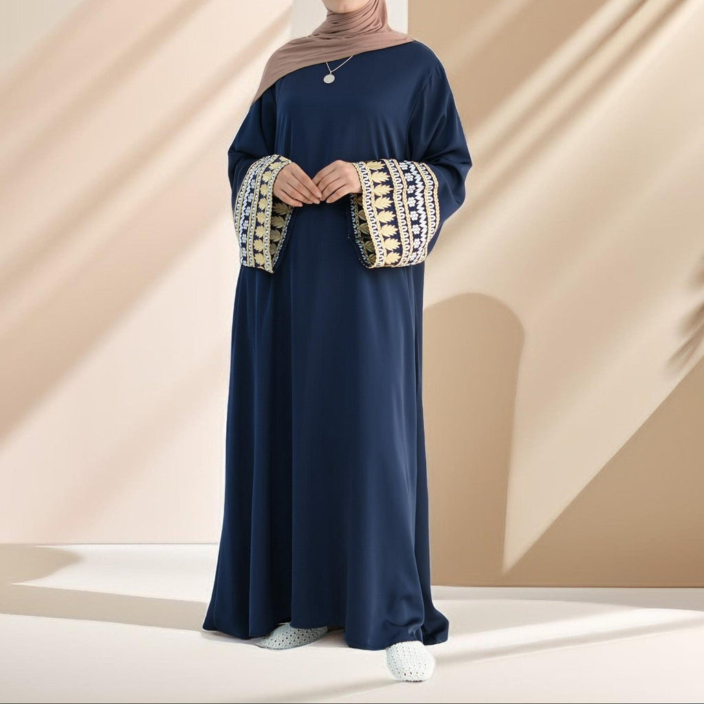 Assiya Embroidered Sleeve Closed Abaya - Try Modest Limited
