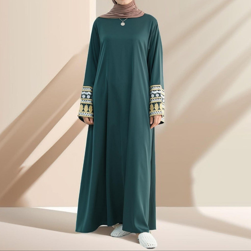 Assiya Embroidered Sleeve Closed Abaya - Try Modest Limited