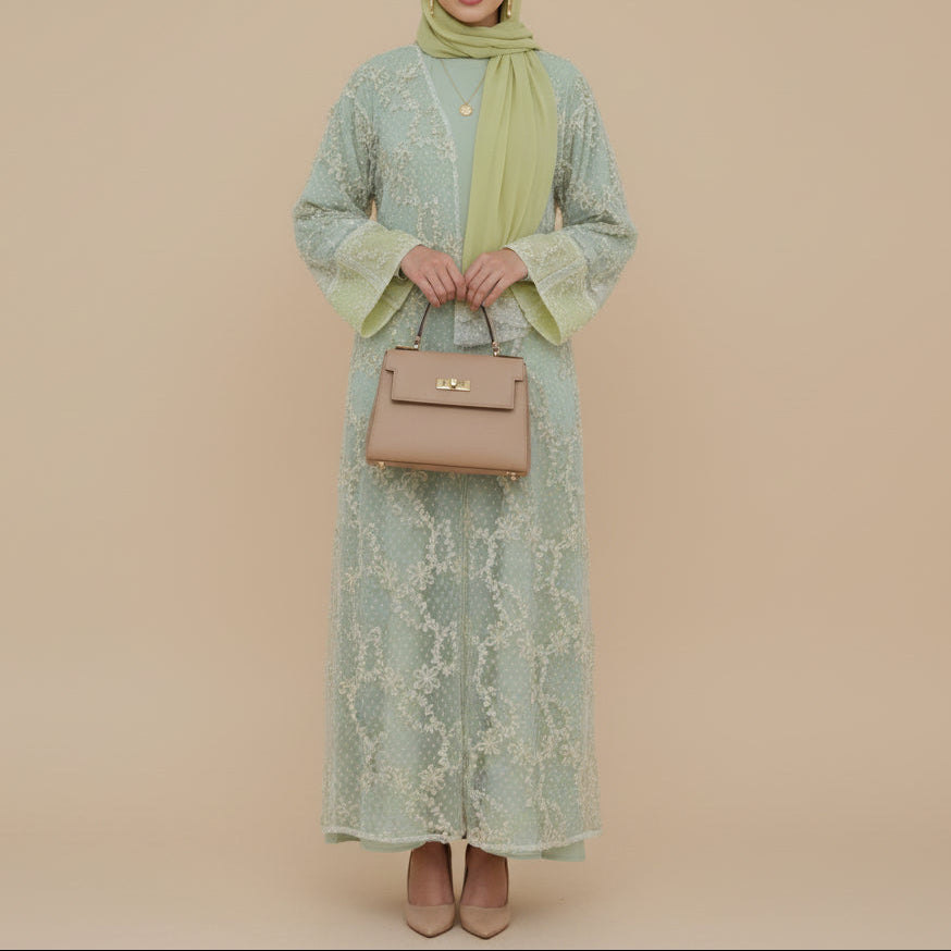 Aura 3D Floral Tulle Abaya Set