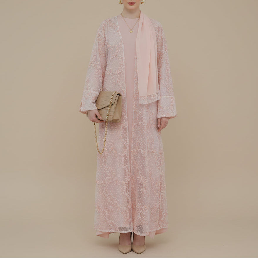 Aura 3D Floral Tulle Abaya Set