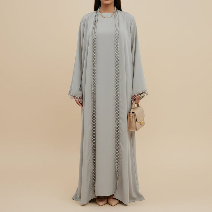 Aveline Trim Detail Open Abaya Set