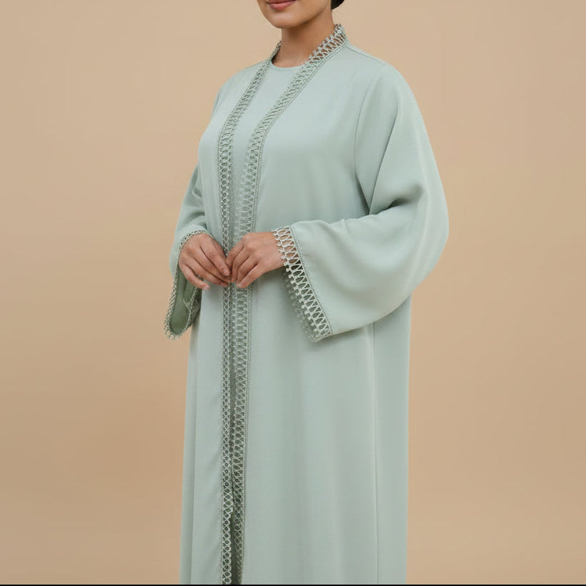 Aveline Trim Detail Open Abaya Set